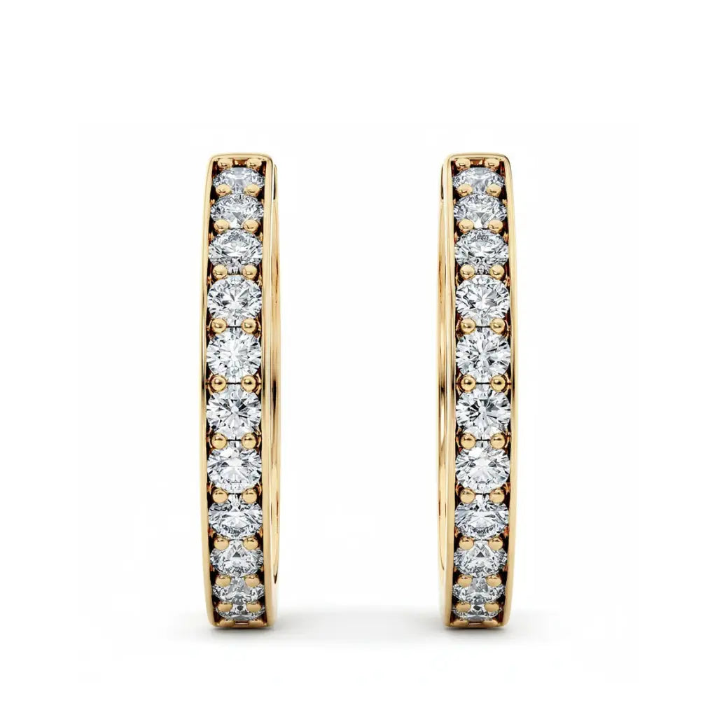 Par hoops øredobber i gult gull med briljantslipte lab-diamanter, 2,00 ct