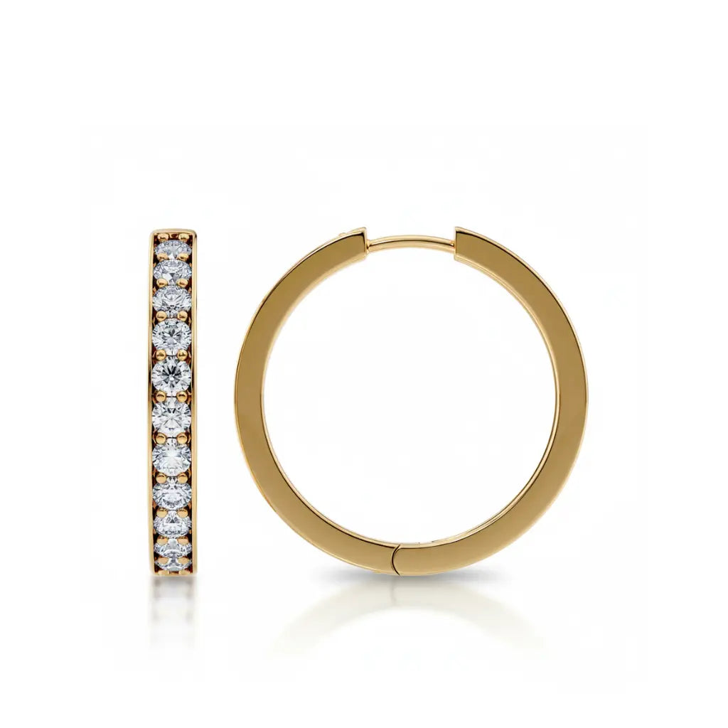 Hoops øredobb i gult gull med briljantslipte lab-diamanter, totalt 2,00 ct
