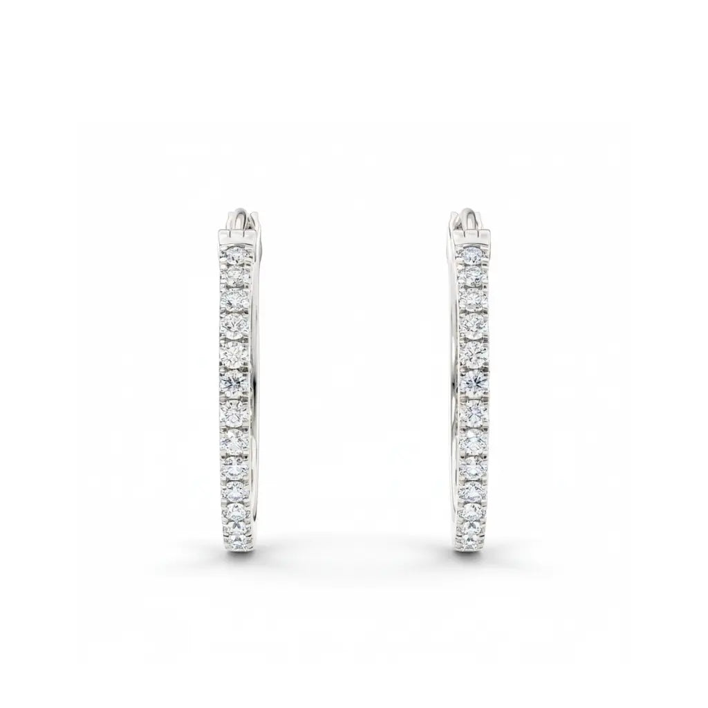 Par hoops øredobber i hvitt gull med briljantslipte lab-diamanter, 0,60 ct