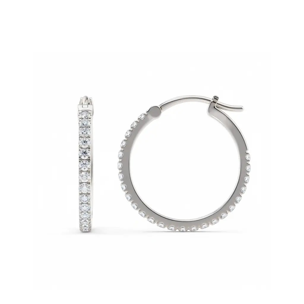 Hoops øredobb i hvitt gull med briljantslipte lab-diamanter, totalt 0,60 ct