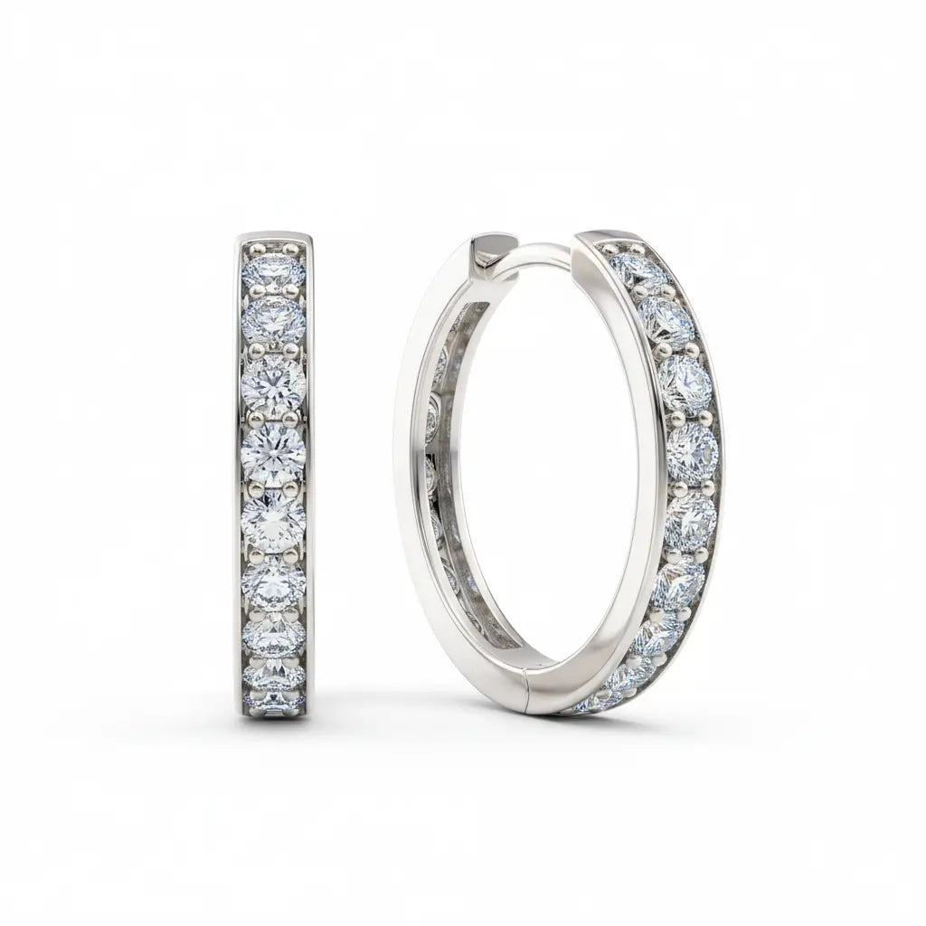 Hoops øredobb i hvitt gull med briljantslipte lab-diamanter, totalt 1,00 ct