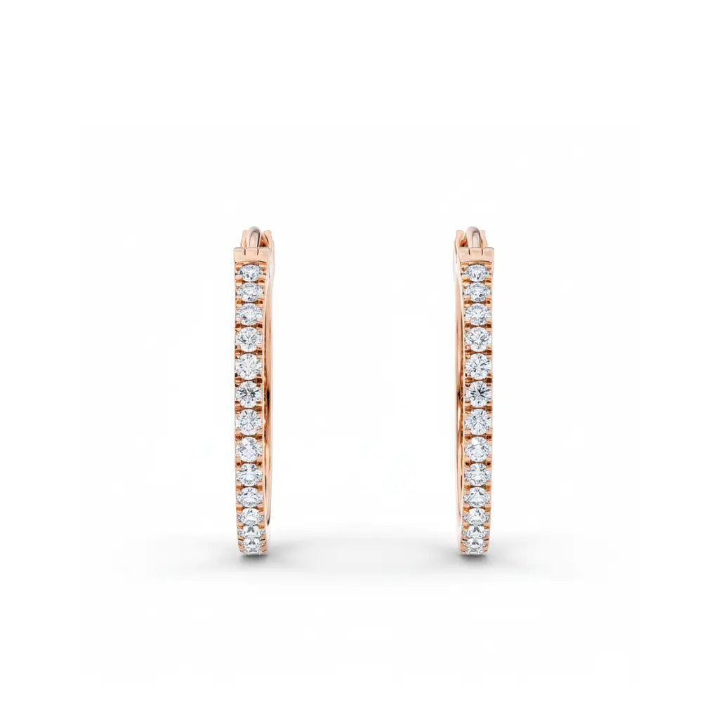 Par hoops øredobber i rosegull med briljantslipte lab-diamanter, 0,60 ct
