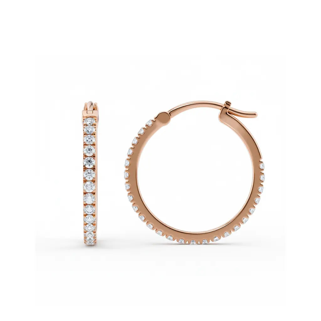 Hoops øredobb i rosegull med briljantslipte lab-diamanter, totalt 0,60 ct