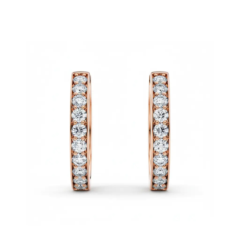 Par hoops øredobber i rosegull med briljantslipte lab-diamanter, 1,00 ct