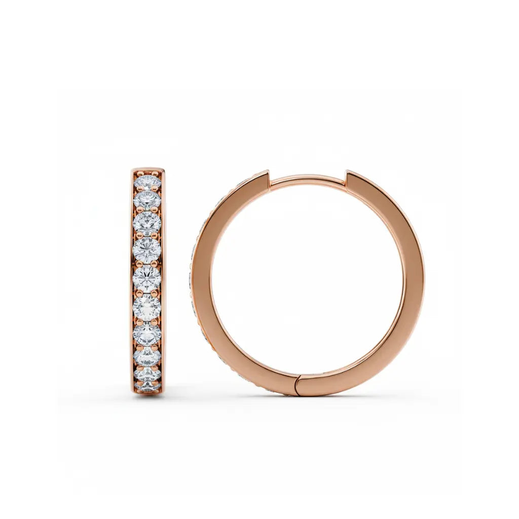 Hoops øredobb i rosegull med briljantslipte lab-diamanter, totalt 1,00 ct
