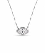 Marquise diamanthalskjede i bezelinnfatning, 14K hvitt gull.