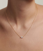 Marquise diamanthalskjede i kloinnfatning, 14K gult gull