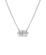 Marquise diamanthalskjede i kloinnfatning, 14K hvitt gull