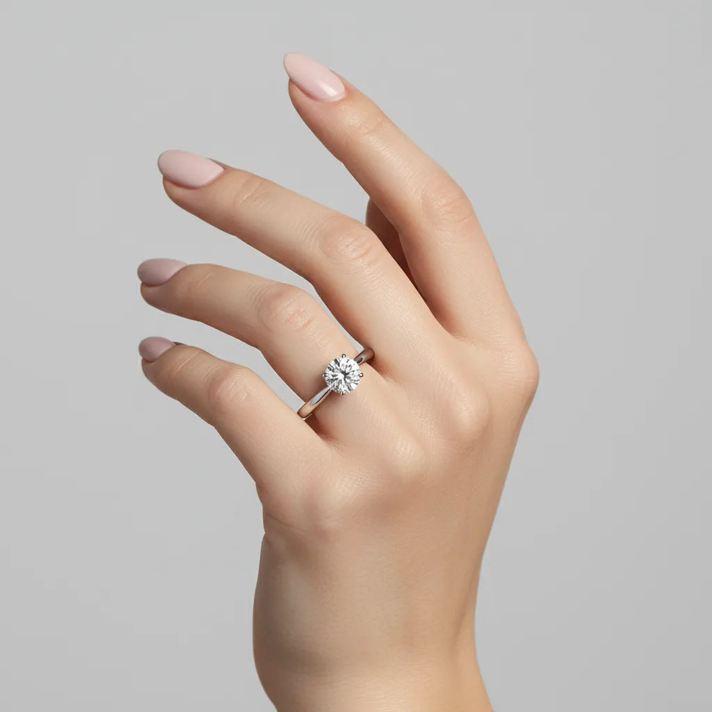 Diamantring tapered hvitt gull – 1,00 ct lab-diamant