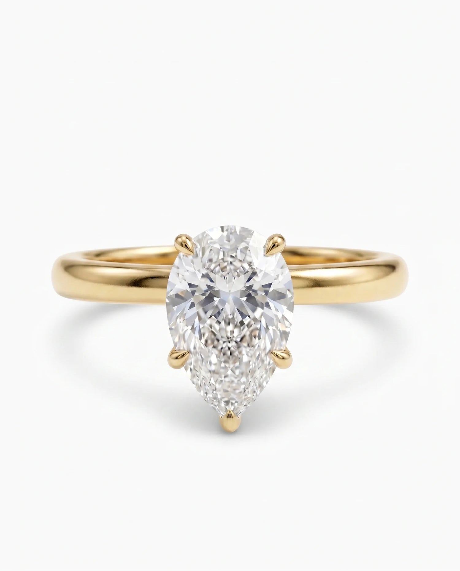 Dråpeformet forlovelsesring gult gull 2,00 ct – Lab diamant