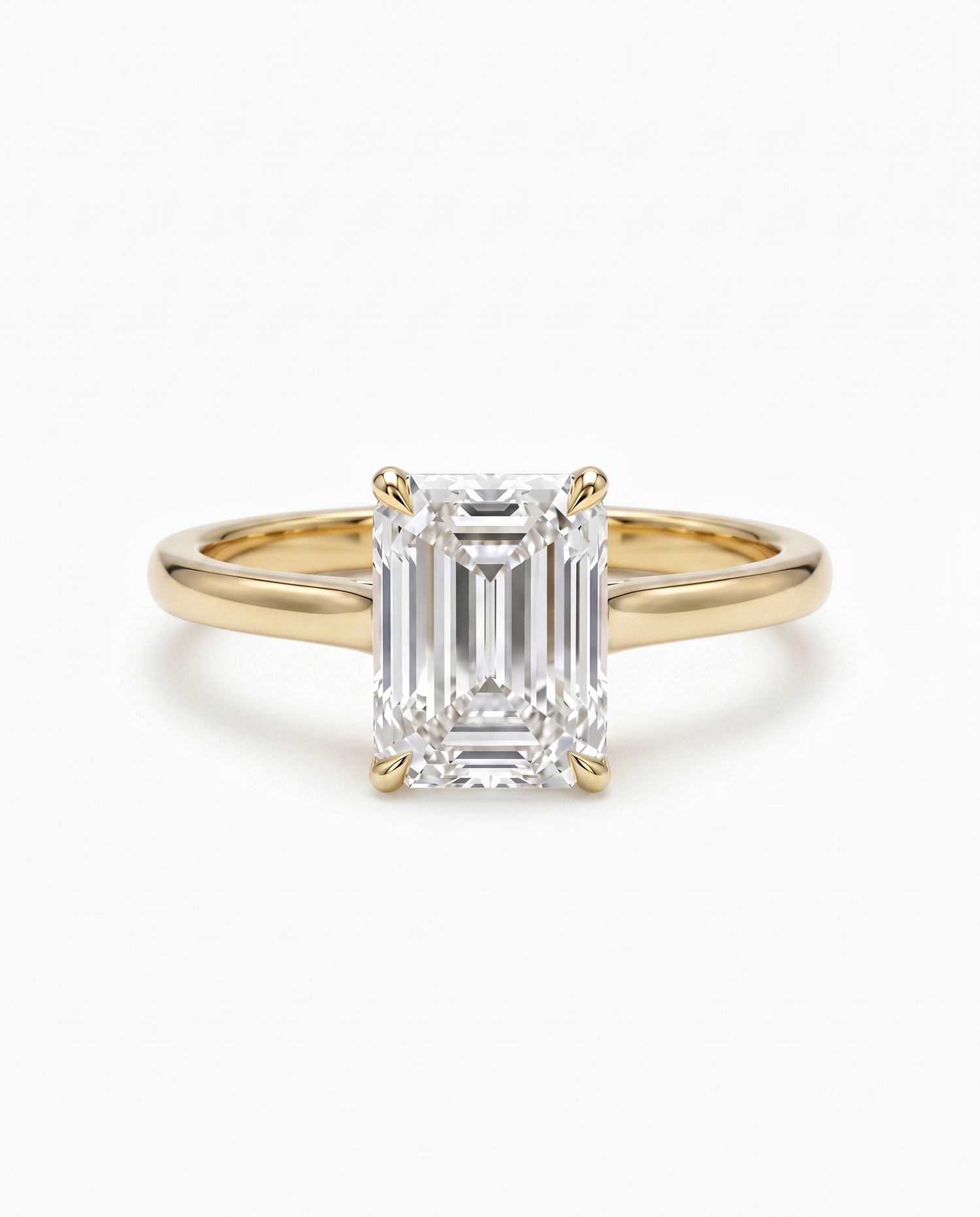 Emerald cut forlovelsesring gult gull 2,00 ct – Lab diamant