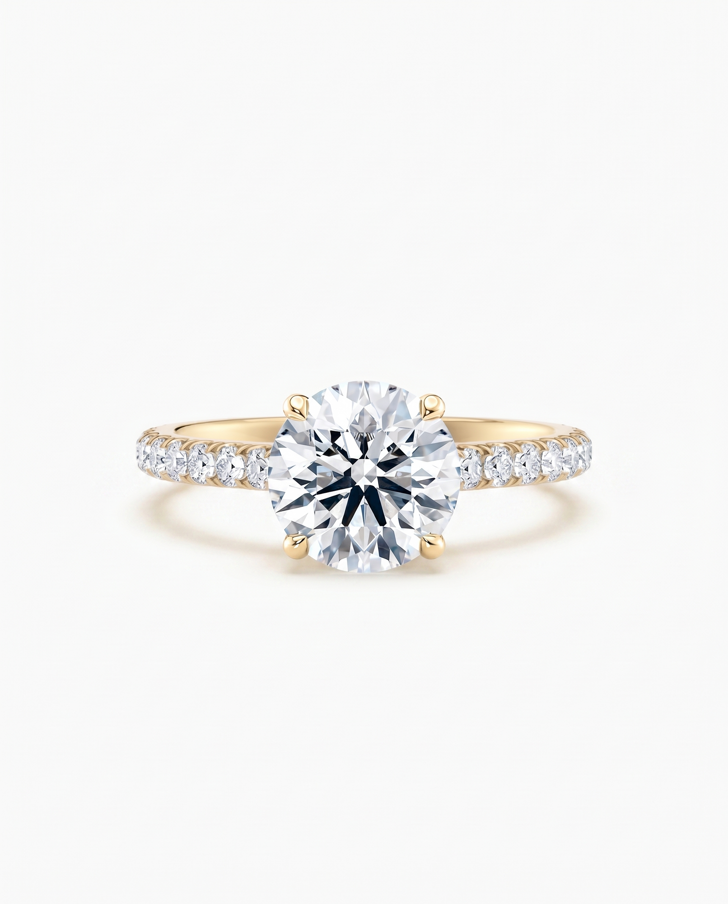 Tynn pavé diamantring gult gull 2,35 ct – Lab diamant