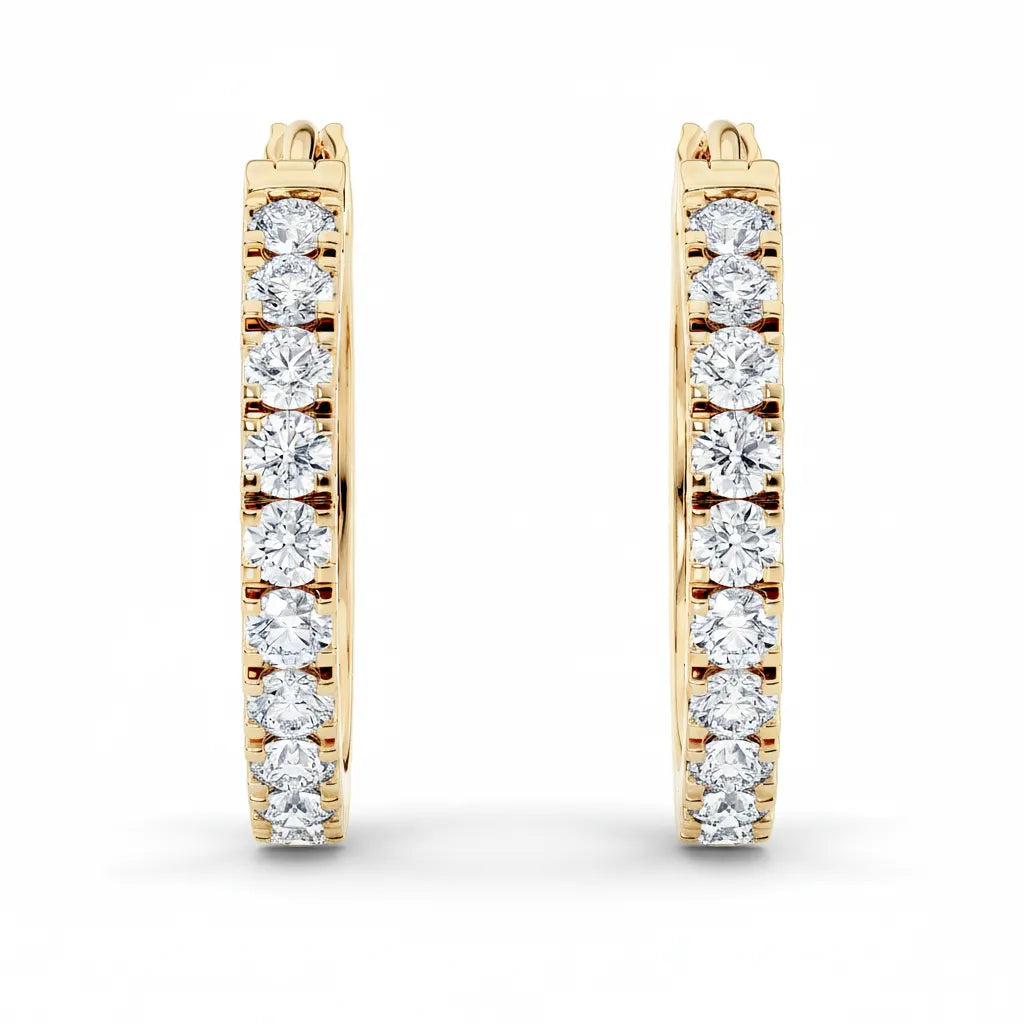 Øredobber i gull med lab-diamanter, inkludert enstens øredobber og hoops