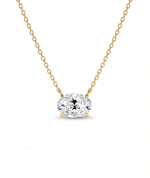 Ovalt diamanthalskjede i kloinnfatning, 14K gult gull.