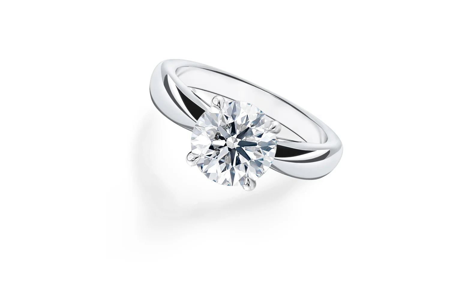 Solitaire forlovelsesring i hvitt gull med rund lab-diamant – et av de mest populære valgene blant Hartwells forlovelsesringer.