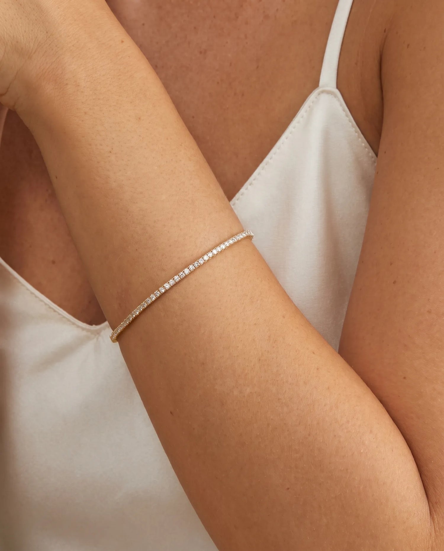 Tennisarmbånd gult gull 3,00 ct – Lab diamant