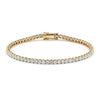 Tennisarmbånd i gult gull med 5 carat diamanter hvis liggene forfra 