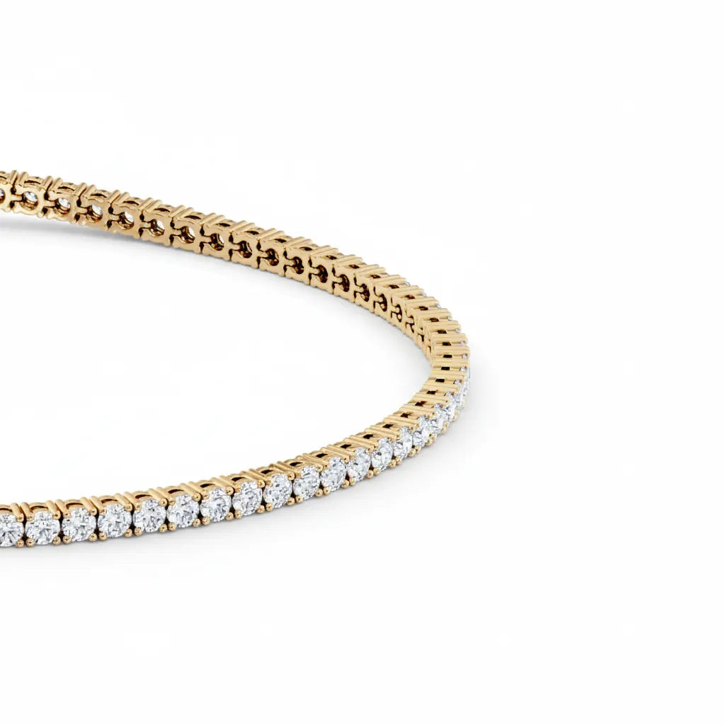 Tennisarmbånd i gult gull 2,00 ct med lab-diamanter – elegant frontvisning som viser jevn glans og klassisk design.