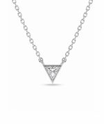 Triangel diamanthalskjede i bezelinnfatning, 14K hvitt gull.